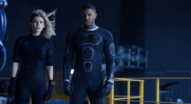 This photo provided by Twentieth Century Fox shows, Kate Mara, left, as Sue Storm, and Michael B. Jordan as Johnny Storm, in a scene from the film, 